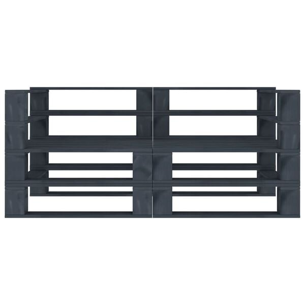 vidaXL Garden 2-Seater Pallet Sofa Grey Solid Pinewood