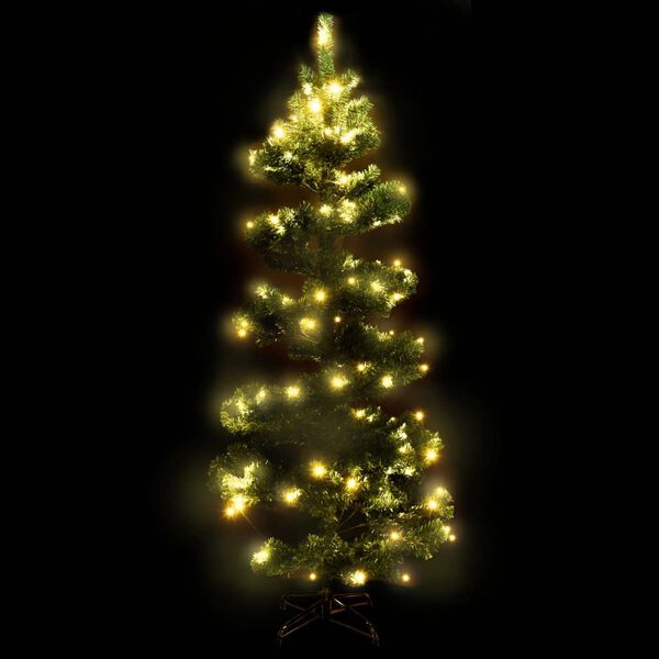 vidaXL Swirl Pre-lit Christmas Tree with Stand Green 150 cm PVC