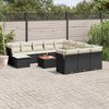 vidaXL 13 Piece Garden Sofa Set with Cushions Black Poly Rattan