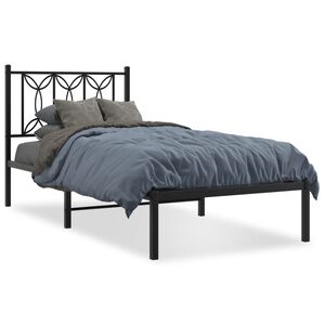 vidaXL Metal Bed Frame without Mattress with Headboard Black 90x190cm