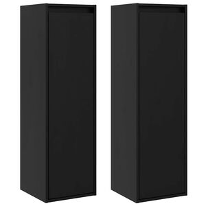 vidaXL Wall Cabinet | Set of 2 | Black | Solid Pine wood | 30 x 30 x 100 cm