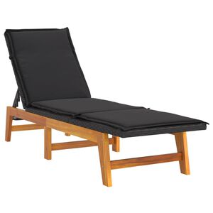 vidaXL Sun Lounger with Cushion Poly Rattan&Solid Wood Acacia