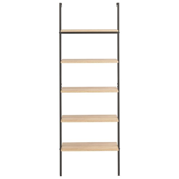 vidaXL 5-Tier Leaning Shelf Light Brown and Black 64x35x185 cm