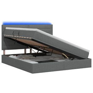 vidaXL LED Storage Bed with Mattress Dark Grey 140 x 190 cm Fabric