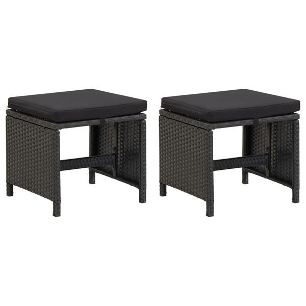 vidaXL 4 Piece Garden Chair and Stool Set Poly Rattan Black