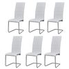 vidaXL Cantilever Dining Chairs 6 pcs White Faux Leather