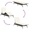 vidaXL Sun Lounger with Cushion Black Poly Rattan