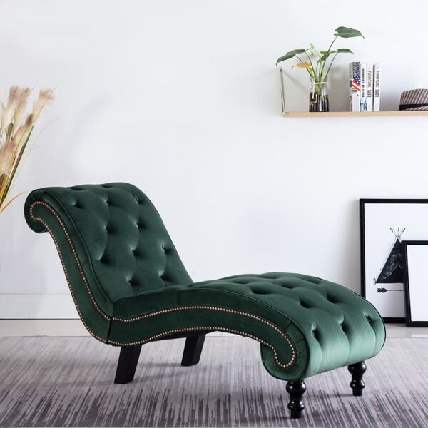 vidaXL Chaise Lounge Green Velvet