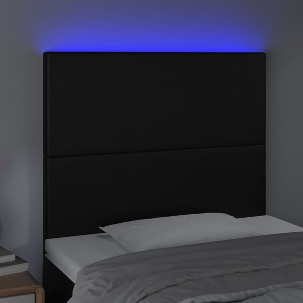 vidaXL LED Headboard Black 80 cm Faux Leather