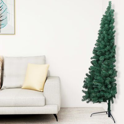 vidaXL Artificial Half Pre-lit Christmas Tree with Stand Green 180 cm PVC