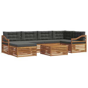 vidaXL Outdoor Sofa Set 7 pcs Natural and Anthracite