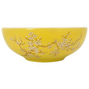 vidaXL Countertop Basin White and Yellow Round &Phi;41x14 cm Ceramic