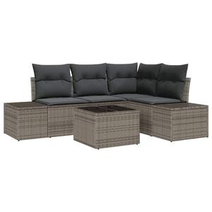 vidaXL Garden Sofa Set with Storage Light Grey Poly Rattan