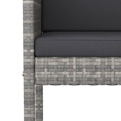 vidaXL 7 Piece Garden Bar Set with Cushions Poly Rattan Grey