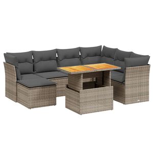 vidaXL 8 Piece Garden Sofa Set with Cushions Grey Poly Rattan