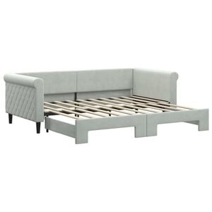 vidaXL Daybed with Trundle without Mattress Light Grey 90x190 cm