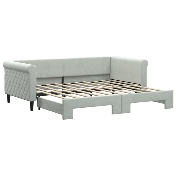 vidaXL Daybed with Trundle without Mattress Light Grey 90x190 cm