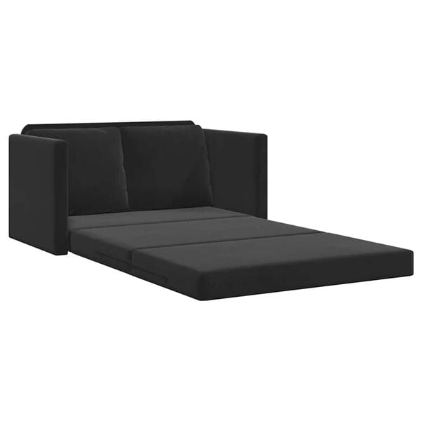 vidaXL Floor Sofa Bed 2-in-1 Black 122x204x55 cm Velvet
