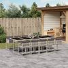 vidaXL 11 Piece Garden Dining Set with Cushions Light Grey Poly Rattan