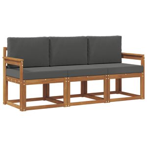 vidaXL Outdoor Sofa Set 3 pcs Natural and Anthracite