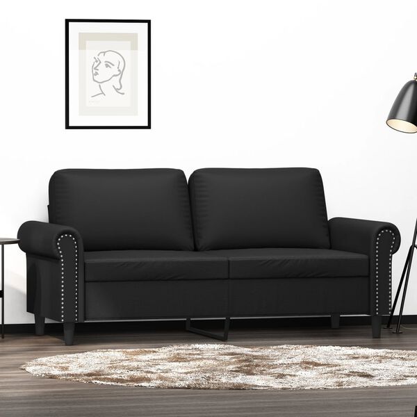 vidaXL 2-Seater Sofa Black 140 cm Faux Leather