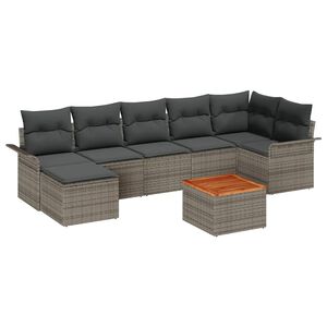 vidaXL Garden Sofa Set with Cushion 8 pcs Grey Poly Rattan