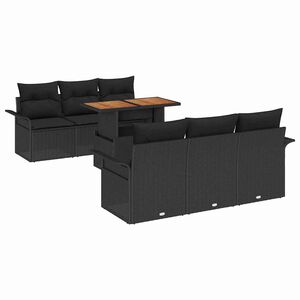 vidaXL Garden Sofa Set 7 pcs Black Poly rattan and powder-coated steel
