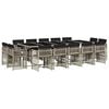 vidaXL 17 Piece Garden Dining Set with Cushions Light Grey Poly Rattan