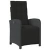 vidaXL Reclining Garden Chair with Footrest Black Poly Rattan