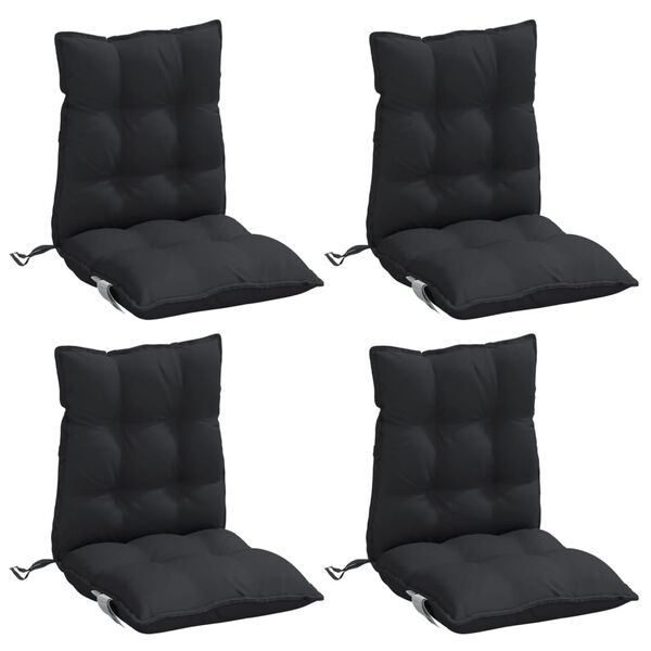 vidaXL Lowback Chair Cushions 4 pcs Black Oxford Fabric
