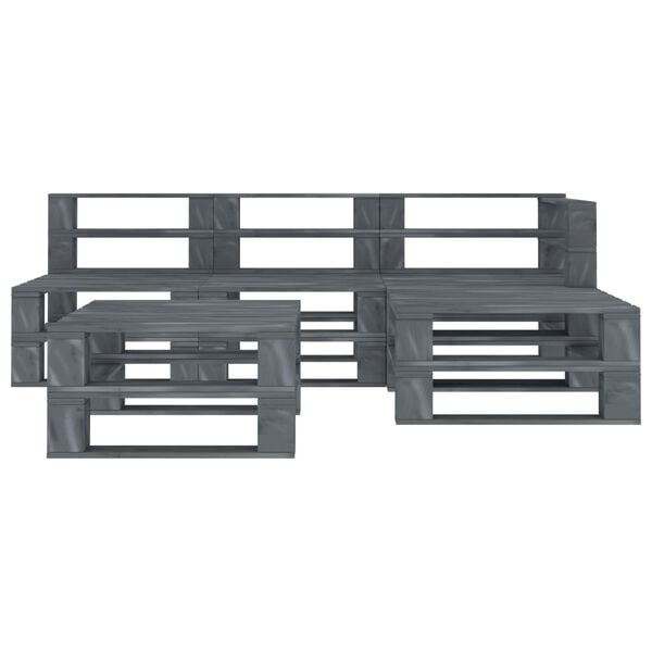 vidaXL 5 Piece Garden Pallet Lounge Set Wood Grey