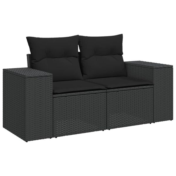 vidaXL 11 Piece Garden Sofa Set with Cushions Black Poly Rattan