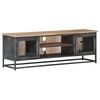 vidaXL TV Cabinet | Grey | Solid acacia wood, glass, steel | Medium | TV Cabinet