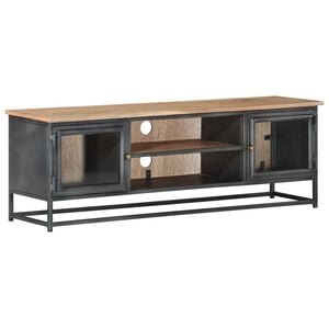 vidaXL TV Cabinet | Grey | Solid acacia wood, glass, steel | Medium | TV Cabinet