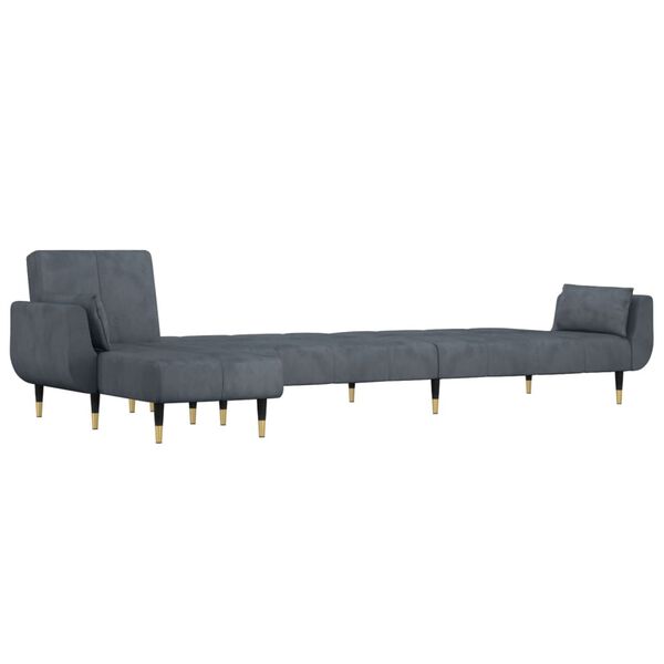 vidaXL L-shaped Sofa Bed Dark Grey 275x140x70 cm Velvet