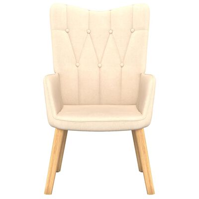 vidaXL Relaxing Chair with a Stool Cream Fabric