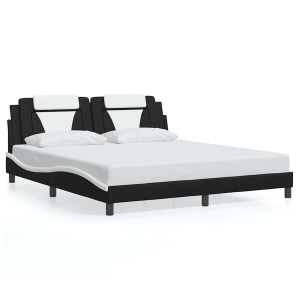 vidaXL Bed Frame "Viana" without Mattress Black and White 180x200 cm King Faux Leather