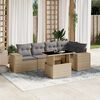 vidaXL 6 Piece Garden Sofa Set with Cushions Beige Poly Rattan