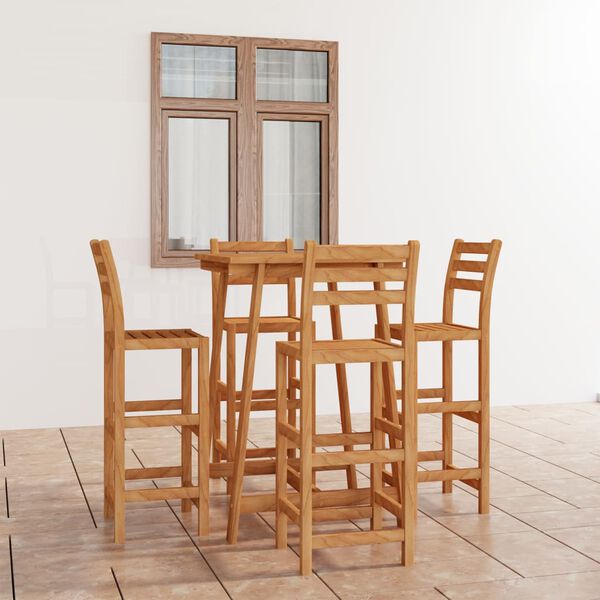 vidaXL 5 Piece Outdoor Bar Set Solid Acacia Wood