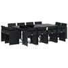 vidaXL 13 Piece Garden Dining Set with Cushions Black Poly Rattan