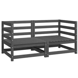 vidaXL Garden Corner Sofas 2 pcs Grey Solid Wood Pine