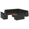 vidaXL 14 Piece Garden Sofa Set with Cushions Black Poly Rattan