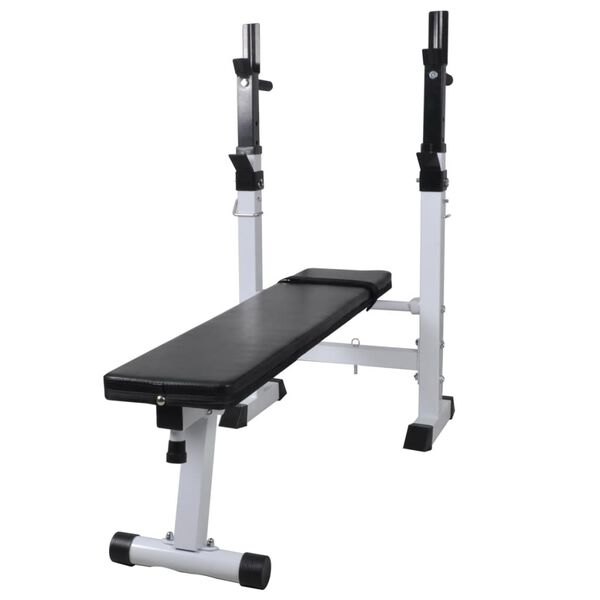 vidaXL Workout Bench with Weight Rack, Barbell and Dumbbell Set 120 kg