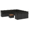 vidaXL 12 Piece Garden Sofa Set with Cushions Black Poly Rattan