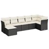 vidaXL 7 Piece Garden Sofa Set with Cushions Black Poly Rattan