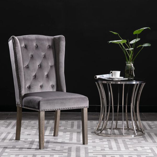 vidaXL Dining Chair Grey Velvet
