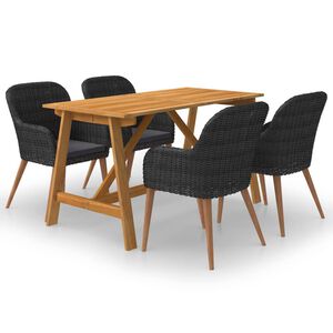 vidaXL 5 Piece Garden Dining Set Black