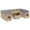 vidaXL 11 Piece Garden Sofa Set with Cushions Beige Poly Rattan