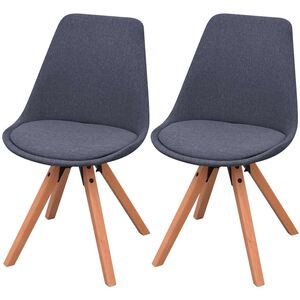 vidaXL Dining Chairs 2 pcs Dark Grey Fabric