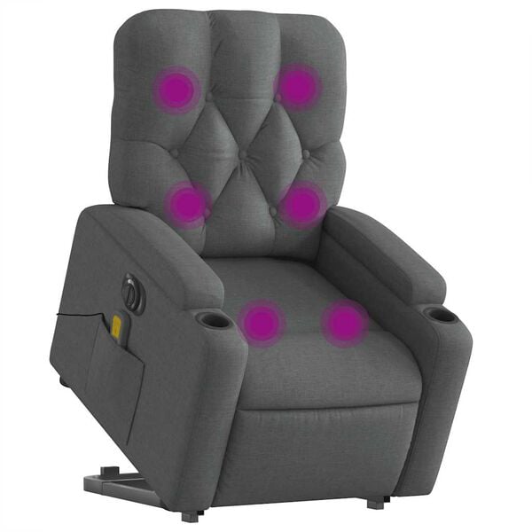 vidaXL Electric Stand up Massage Recliner Chair Dark Grey Fabric